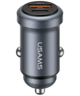 USAMS зарядно за кола 30W USB-A USB-C CC322