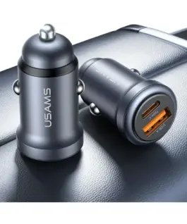 USAMS зарядно за кола 30W USB-A USB-C CC322