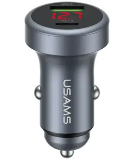 USAMS зарядно за кола USAMS CC327 Aluminum 45W USB-A USB-C Tarnish