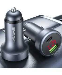 USAMS зарядно за кола USAMS CC327 Aluminum 45W USB-A USB-C Tarnish