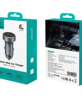 USAMS зарядно за кола USAMS CC327 Aluminum 45W USB-A USB-C Tarnish