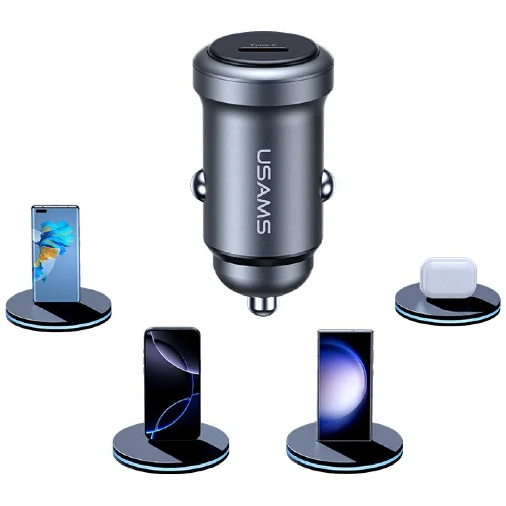USAMS зарядно за кола 30W PD aluminium - Image 3
