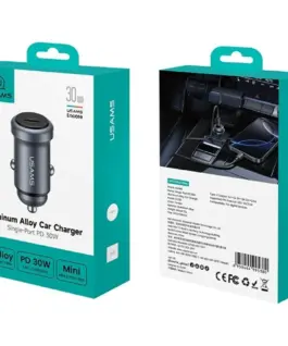USAMS зарядно за кола 30W PD aluminium
