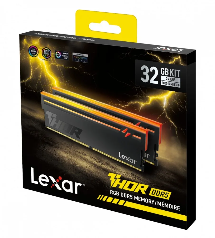 Lexar памет за компютър DDR5 THOR2.0 32GB(2*16)/6000 CL38 черен RGB - Image 2