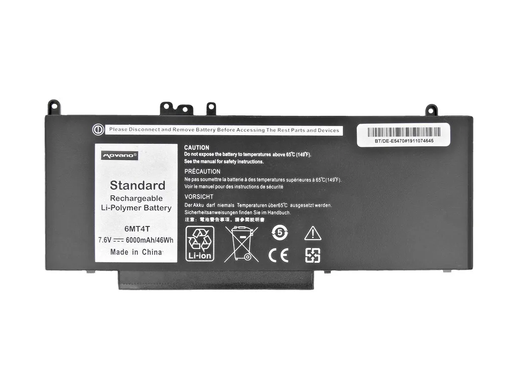 Movano Battery 6MT4T 7V69Y K3JK9 for Dell E5470 E5570 7.6v - 6000 mAh (46 Wh) - Image 5