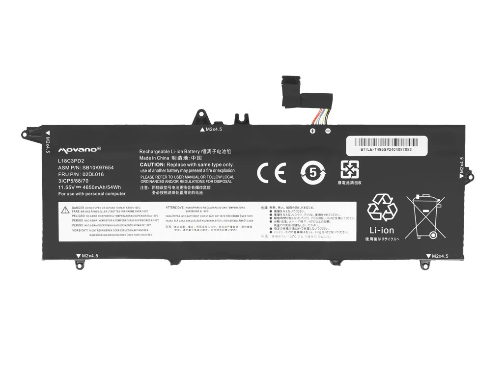 Movano Battery L18C3PD2 for Lenovo ThinkPad T490s T495s T14s - 4650 mAh (54 Wh) - Image 5