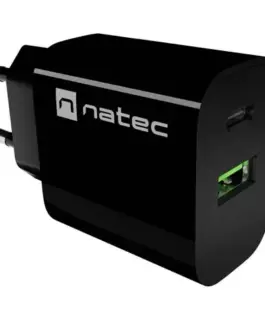 Natec USB зарядно Ribera 1xUSB-A 1xUSB-C черен