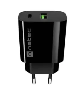 Natec USB зарядно Ribera 1xUSB-A 1xUSB-C черен