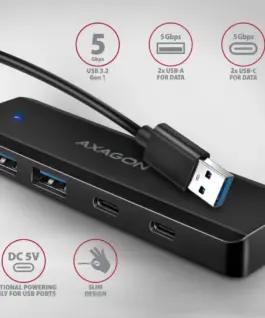 Alternative view от AXAGON HUB 4-port 5gbp s 2x USB-A + 2x USB-C HUE-C2A