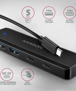 Alternative view от AXAGON HUB 4-port HUE-C2C 5Gbp s 2x USB-A + 2x USB-C