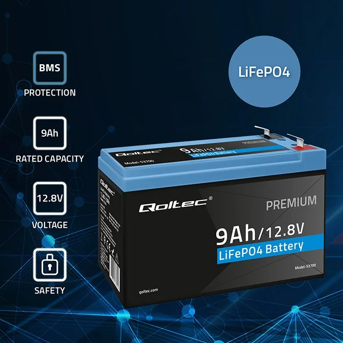 Qoltec LiFePO4 battery 12.8V, 9Ah, 115.2Wh, BM - Image 2