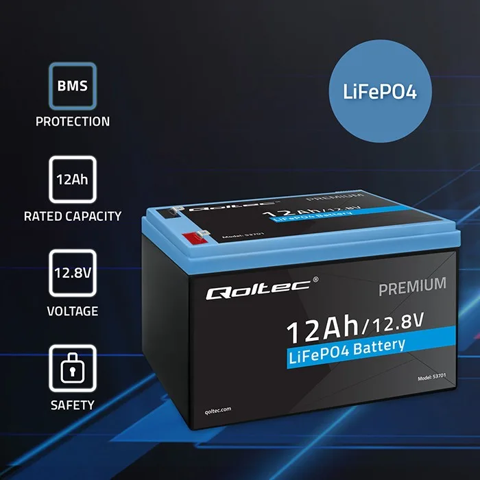 Qoltec LiFePO battery 12.8V, 12Ah, 153.6Wh,BM - Image 2