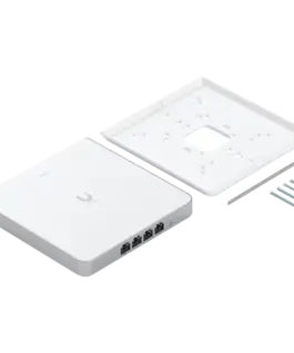 Alternative view от Точка за достъп UBIQUITI U6 Enterprise In-Wall, 10 spatial streams, 115 m² (1,250 ft²) coverage, 600+ connected devices, Powered using PoE+/PoE++, (4) GbE ports with (1) PoE output, 2.5 GbE uplink.