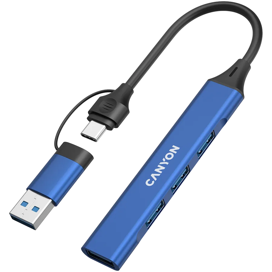 USB хъб CANYON hub DS-02 4in1 USB-A/C Blue - Image 2
