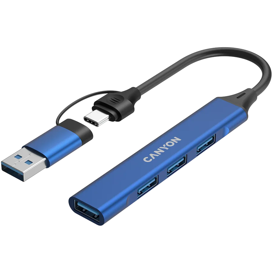 USB хъб CANYON hub DS-02 4in1 USB-A/C Blue - Image 3