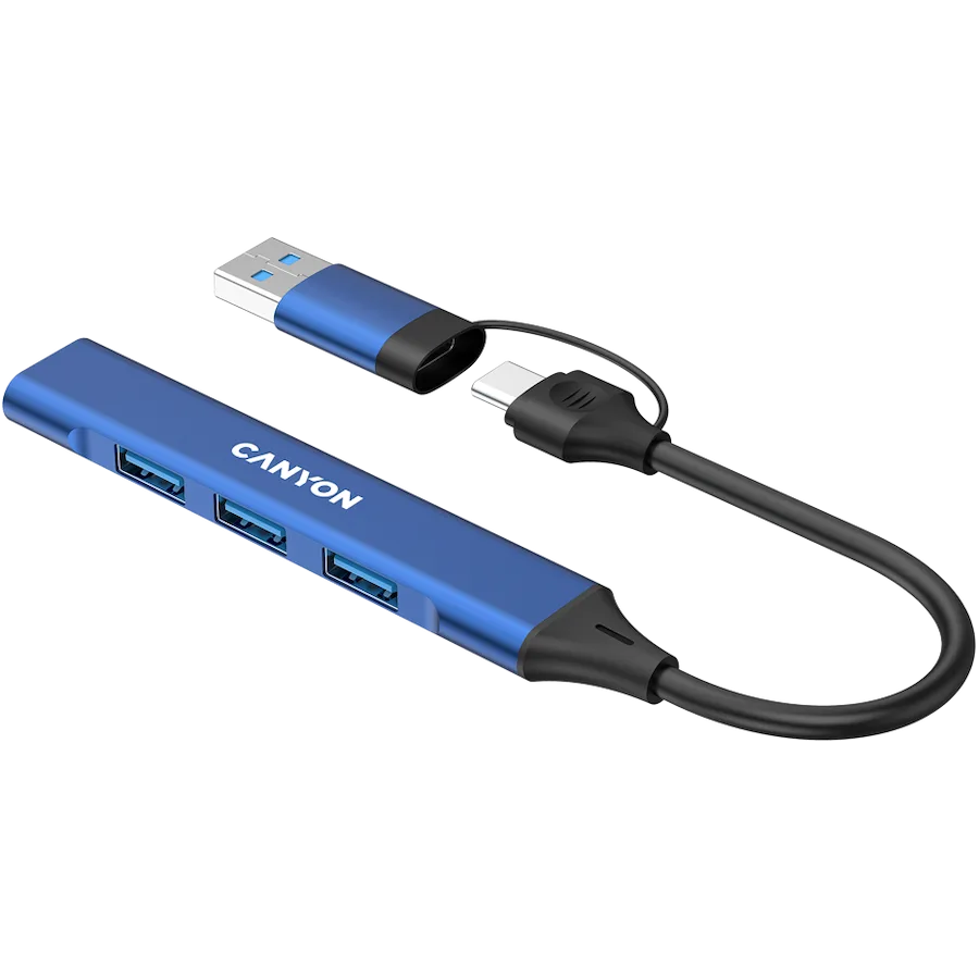 USB хъб CANYON hub DS-02 4in1 USB-A/C Blue - Image 5