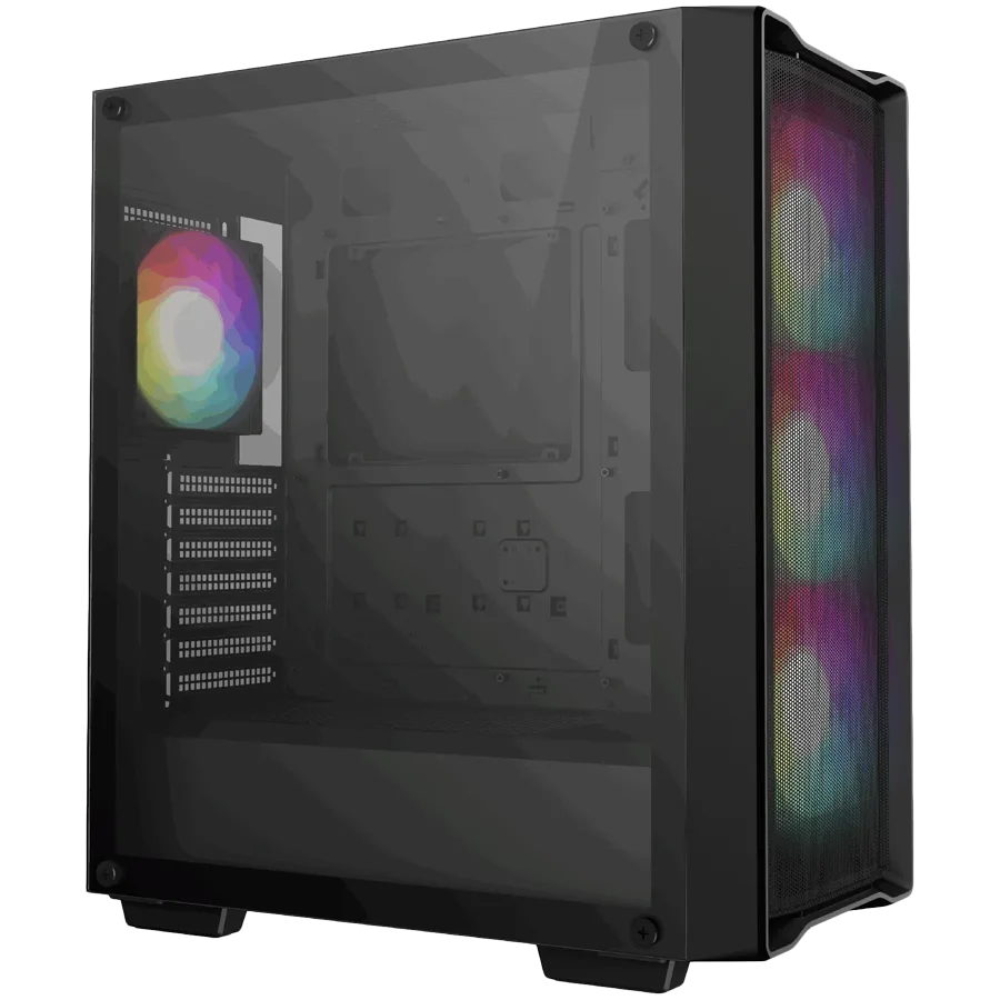 Кутия за компютър DeepCool CC560 MESH V2, Mid Tower, Mini-ITX/Micro-ATX/ATX, 2xUSB3.0, 1xAudio, 4x120mm Pre-Installed ARGB Fans, Tempered Glass, Mesh Panel, Black, R-CC560-BKAMA4-G-2 - Image 2