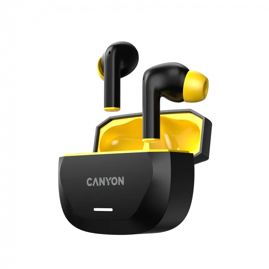 Bluetooth слушалки CANYON headset HEXAGON 7 TWS ANC+ENC Wireless Charge Black Yellow - Image 2