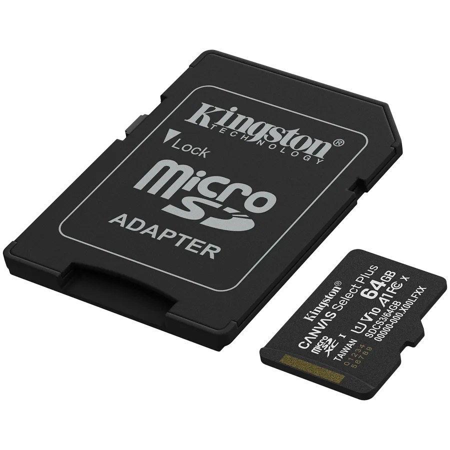 Карта памет Kingston 64GB microSDXC Canvas Select Plus Gen3 100MB/s A1 Card + Adapter - Image 2