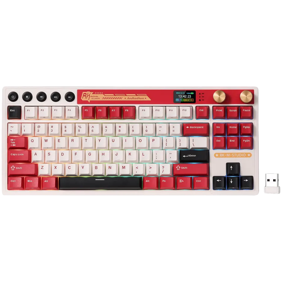 Геймърска клавиатура ROYAL KLUDGE RK M87 Famicom Gaming Keyboard Cream switch