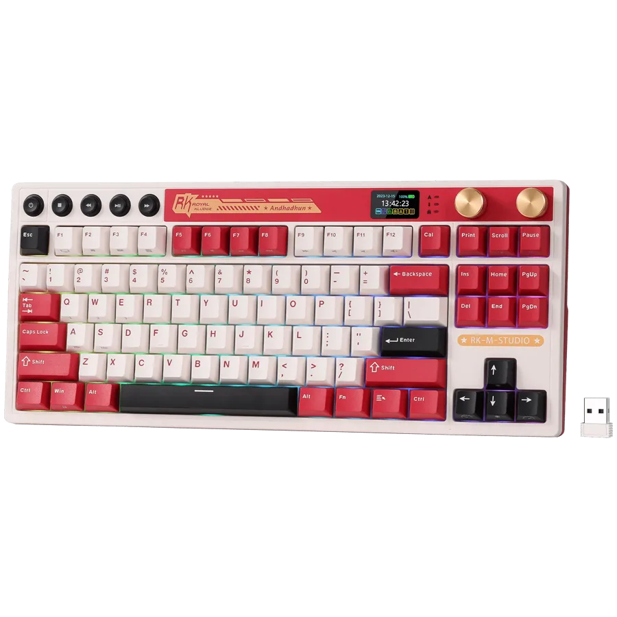Геймърска клавиатура ROYAL KLUDGE RK M87 Famicom Gaming Keyboard Cream switch - Image 2