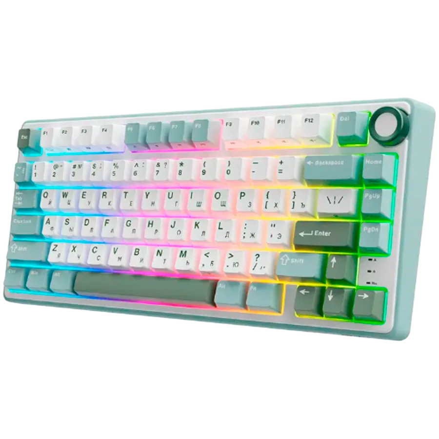 Геймърска клавиатура ROYAL KLUDGE R75 Sky Cyan Gaming Keyboard K silver switch - Image 2