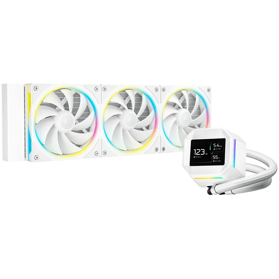 Охладител за процесор Охладител DeepCool LM360 WH 360mm CPU Liquid Cooler 2.4" LCD screen 3x120mm FL12 SE ARGB PWM Fans