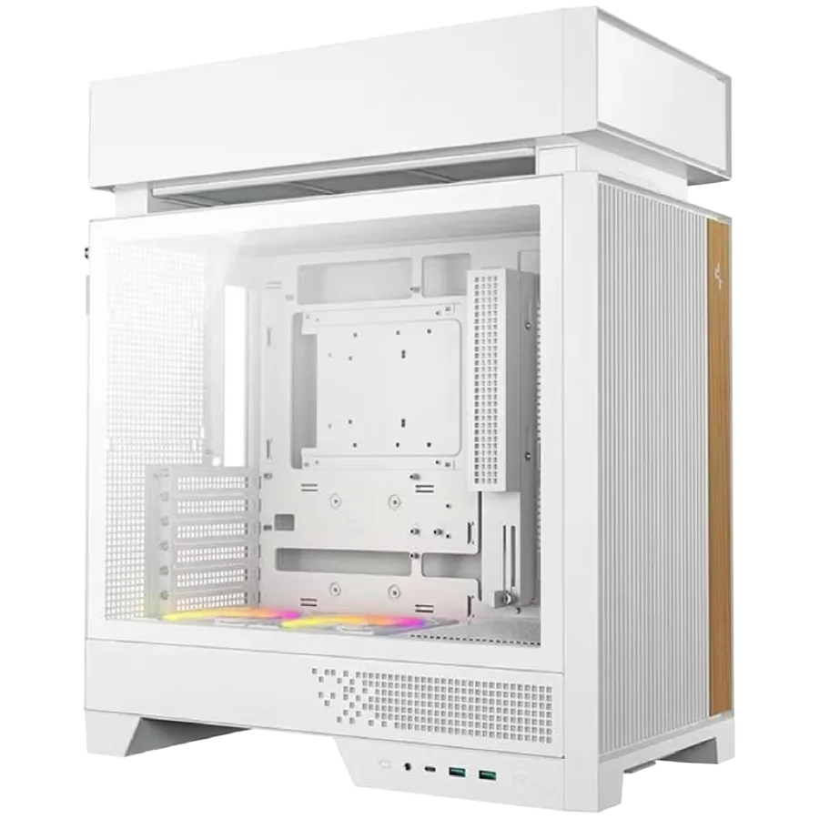 Кутия за компютър DeepCool CL660 WH, Mid Tower, Mini-ITX/Micro-ATX/ATX(Rear Connector), 2xUSB3.0, 1xUSB Type-C, 1xAudio, 2x120mm Pre-Installed ARGB Reverse Fans, Tempered Glass, Mesh Panel, White, R-CL660-WHNNA0-G-1 - Image 2