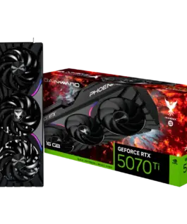 Alternative view от Видео карта Gainward GeForce RTX 5070Ti Phoenix-S 16GB GDDR7, 256 bit, 1x HDMI 2.1b, 3x DP 2.1a, 3 Fan, 1x 16pin pwr connector, 750W, 331.9 x 127.1 x 60 mm, NE7507T019T2-GB2031K