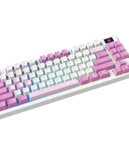 Alternative view от Геймърска клавиатура MSI FORGE GK600 TKL WIRELESS VIOLET - Hot-Swappable Mechanical Switches, PBT Keycaps, Sound-Dampening Foam and Gaskets, Integrated Display, RGB LED, 2.4GHz, BT, USB-C
