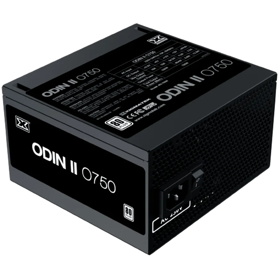 Захранване за компютър Xigmatek Odin II 750W (Black, AC 230V, DF APFC, Black Cable, 80PLUS, 120mm Fan, EU Power Cord, Color Box) - Image 3