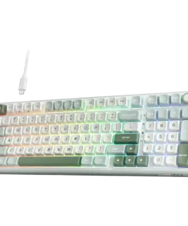 Alternative view от Геймърска клавиатура ROYAL KLUDGE RK R98Pro Sky Cyan Gaming Keyboard Cream switch