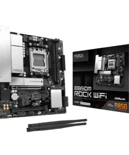 Дънна платка ASROCK MB B850M Rock WiFi 7 AM5 2x DDR5 1x PCIe 5.0 x16 1x PCIe 3.0x16 1x Blazing M.2 1x Hyper M.2 4x SATA3
