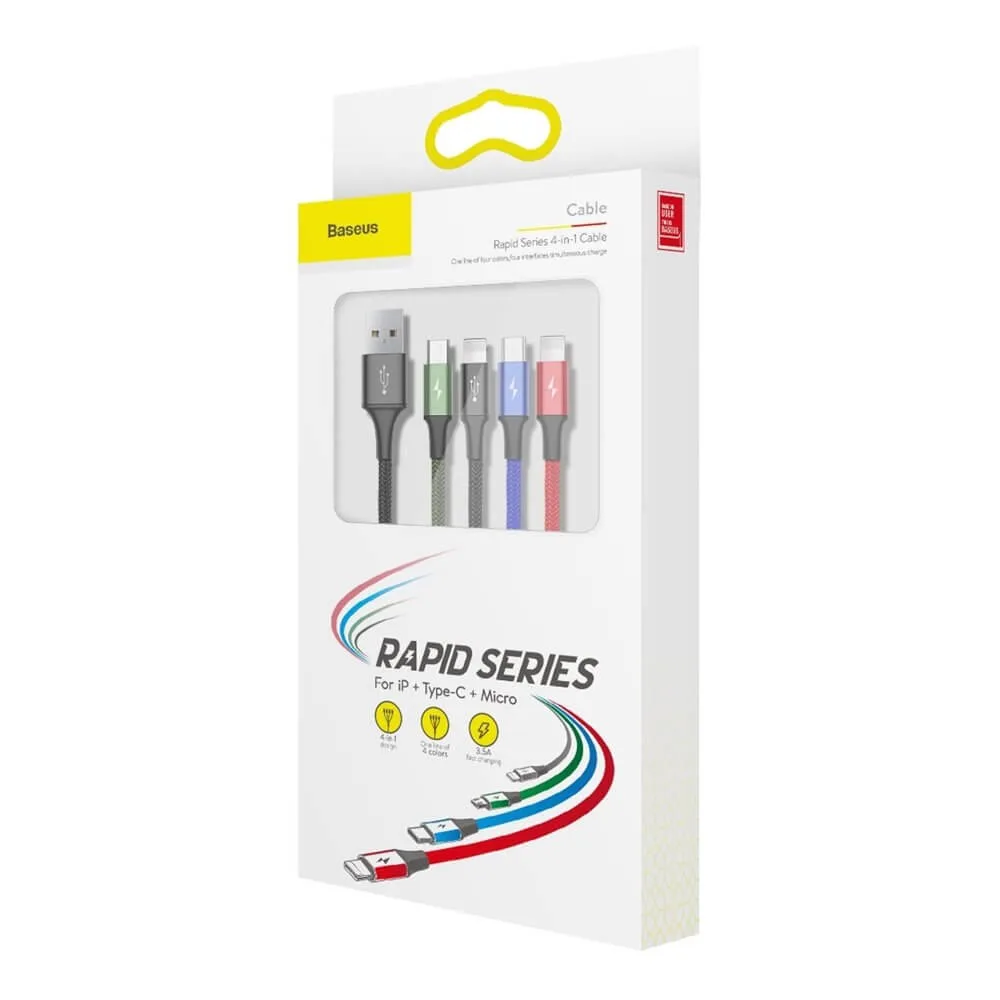 Кабел Baseus USB-A към с microUSB/2x Lightning/USB-C, 1.2м, черен CA1T4-A01 - Image 4