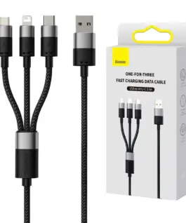 Кабел Baseus StarSpeed USB към M+L+C 3.5A Fast Charging 1.2м CAXS000001 - черен