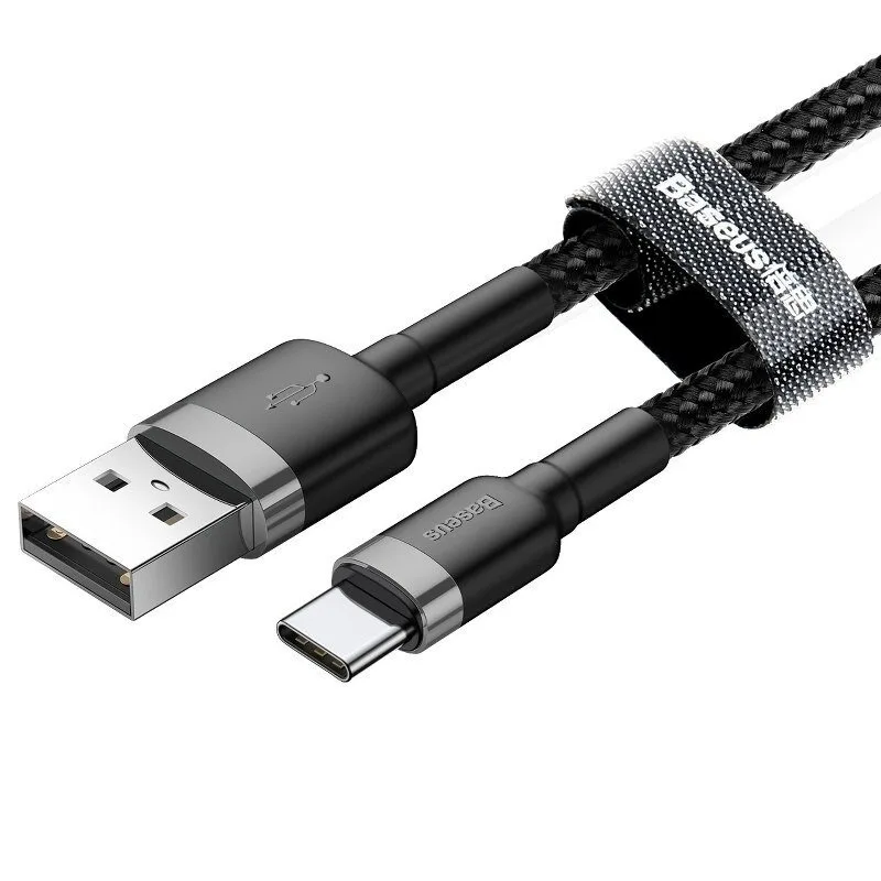Кабел Baseus Cafule USB-A към USB Type-C, 3A, 0.5м, черен CATKLF-AG1 - Image 4