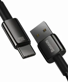 Кабел Baseus Tungsten Gold 100W USB-A към USB-C 1м CAWJ000001 - черен - Image 3