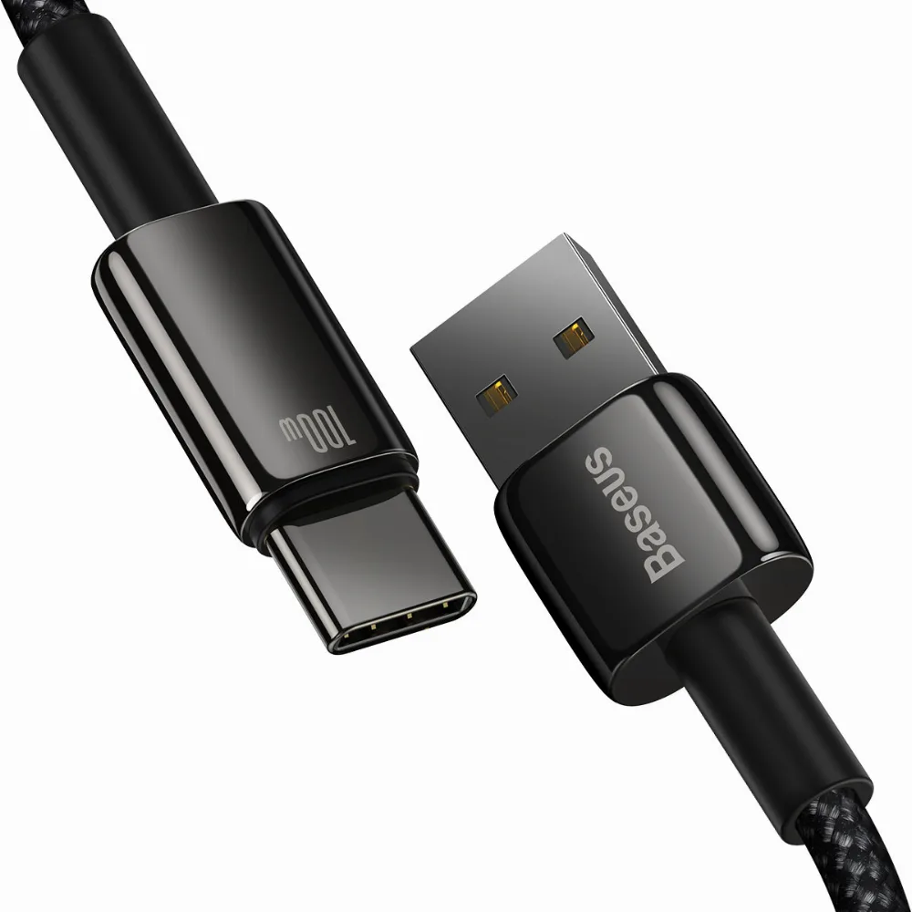 Кабел Baseus Tungsten Gold 100W USB-A към USB-C 1м CAWJ000001 - черен - Image 3