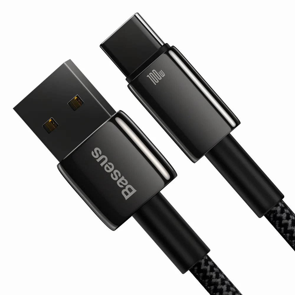 Кабел Baseus Tungsten Gold 100W USB-A към USB-C 1м CAWJ000001 - черен - Image 4