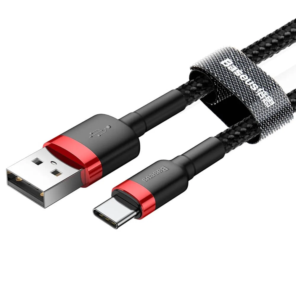 Кабел Baseus Cafule USB към Type-C 3A, 0.5 м CATKLF-A91 - черен - Image 4