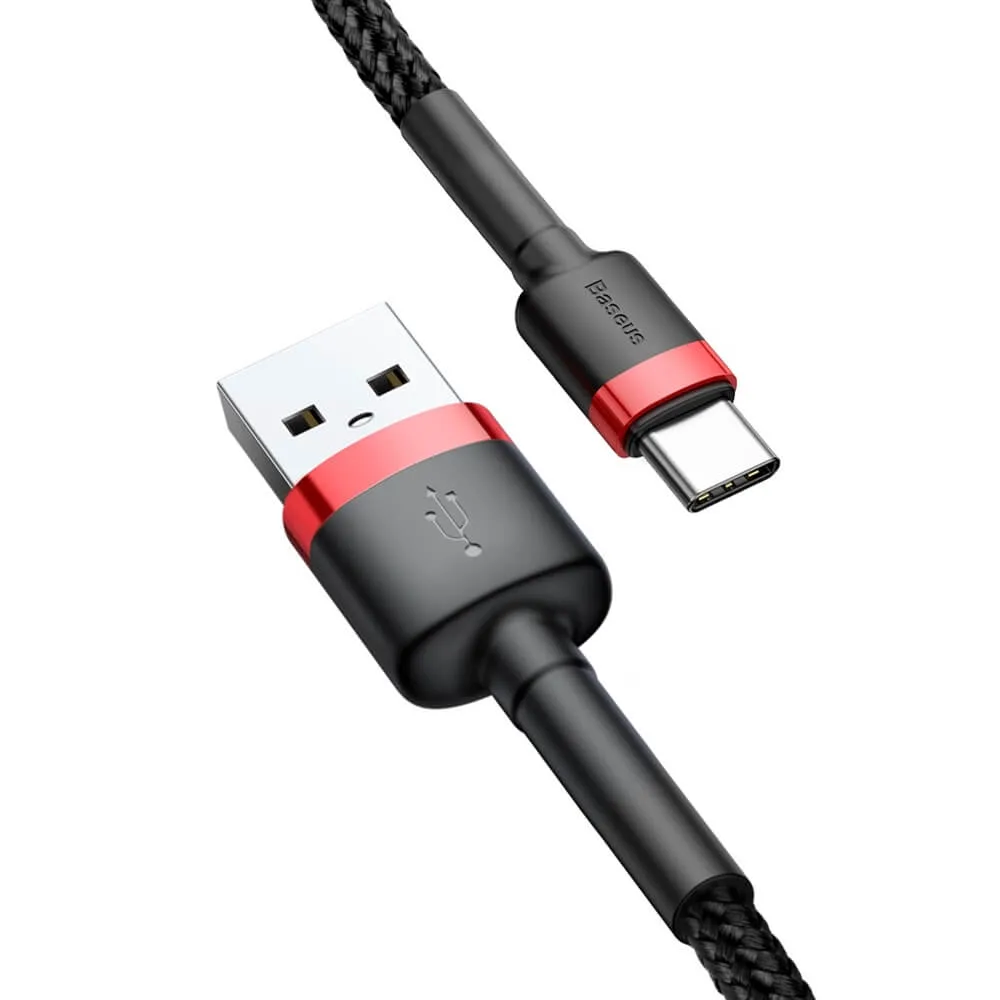 Кабел Baseus Cafule USB към Type-C 3A, 1 м CATKLF-B91 - черен - Image 3
