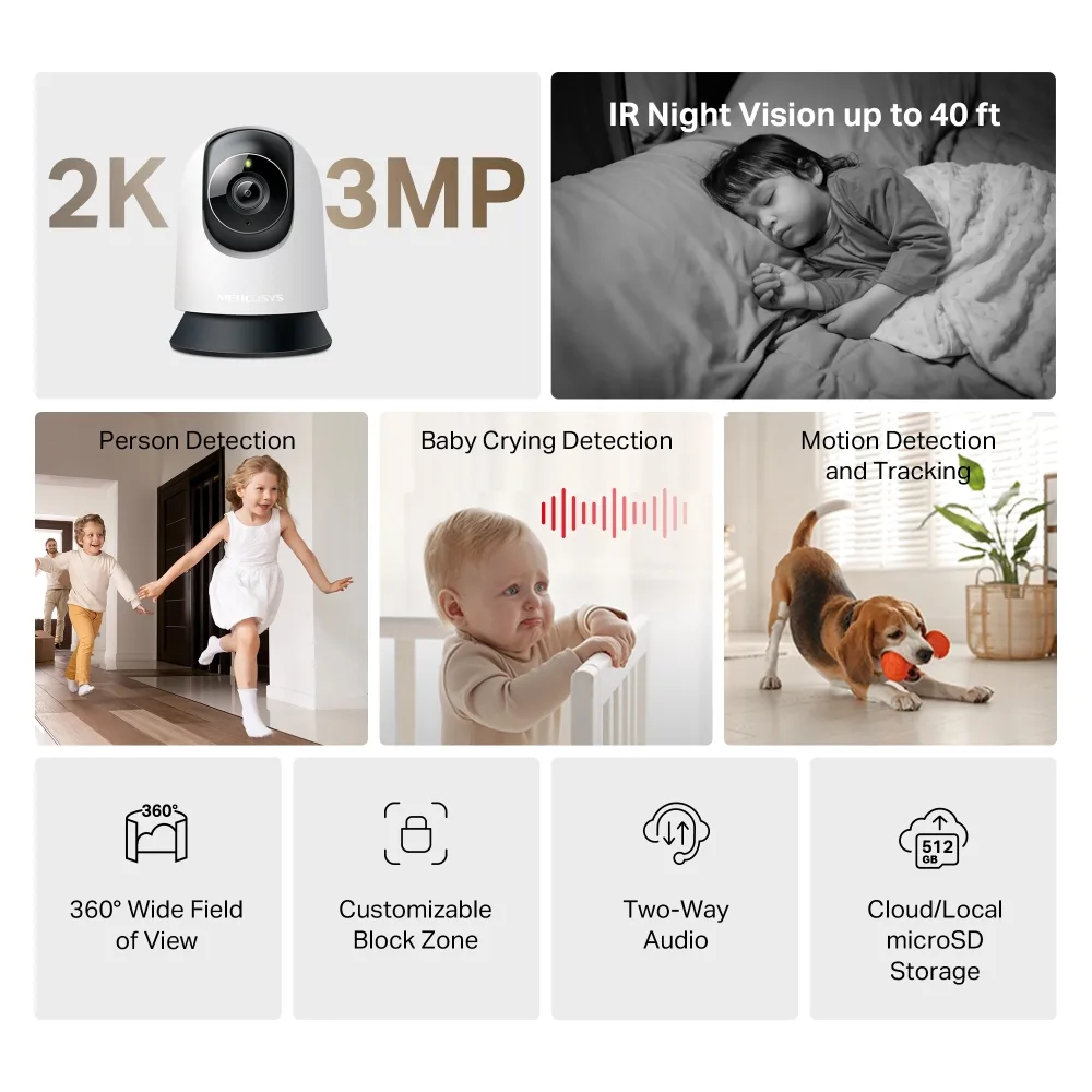 Wi-Fi Pan/Tilt охранителна камера Mercusys MC210 - Image 2