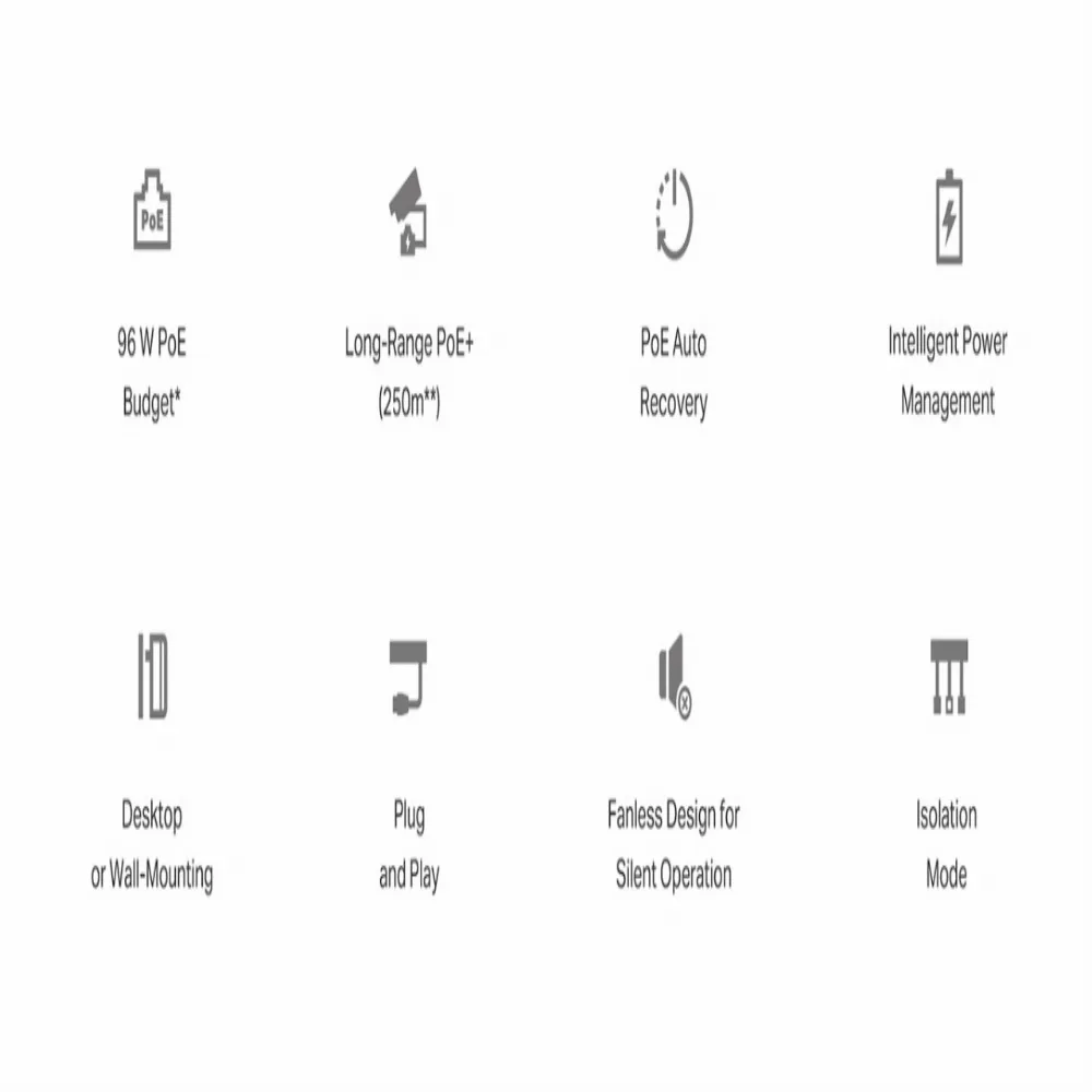 10-портов 10/100Mbps настолен комутатор TP-Link LS110P с 8 PoE+ порта - Image 2
