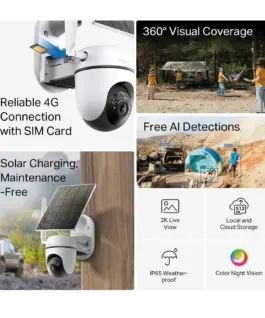 Alternative view от Комплект за охранителна камера със слънчева енергия, Pan/Tilt 4G LTE TP-Link Tapo C615G KIT