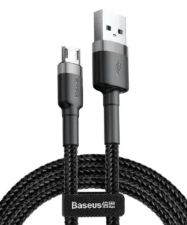 Кабел Baseus Cafule USB-A към Micro USB QC3.0 2.4A 1м CAMKLF-BG1 - черен/сив