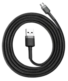 Кабел Baseus Cafule USB-A към Micro USB QC3.0 2.4A 1м CAMKLF-BG1 - черен/сив - Image 3