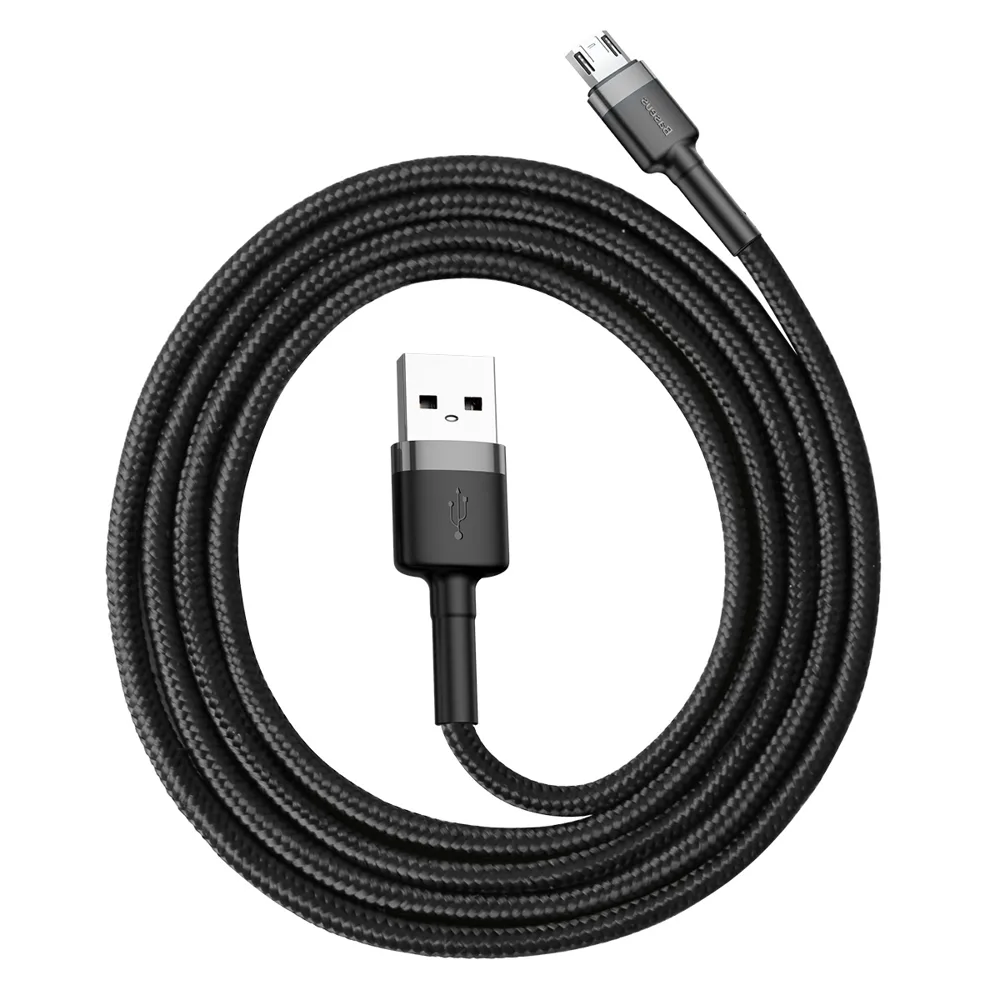 Кабел Baseus Cafule USB-A към Micro USB QC3.0 2.4A 1м CAMKLF-BG1 - черен/сив - Image 3