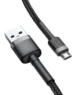 Кабел Baseus Cafule USB-A към Micro USB QC3.0 2.4A 1м CAMKLF-BG1 - черен/сив - Image 4