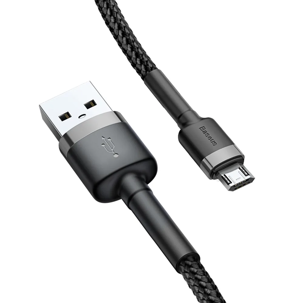 Кабел Baseus Cafule USB-A към Micro USB QC3.0 2.4A 1м CAMKLF-BG1 - черен/сив - Image 4