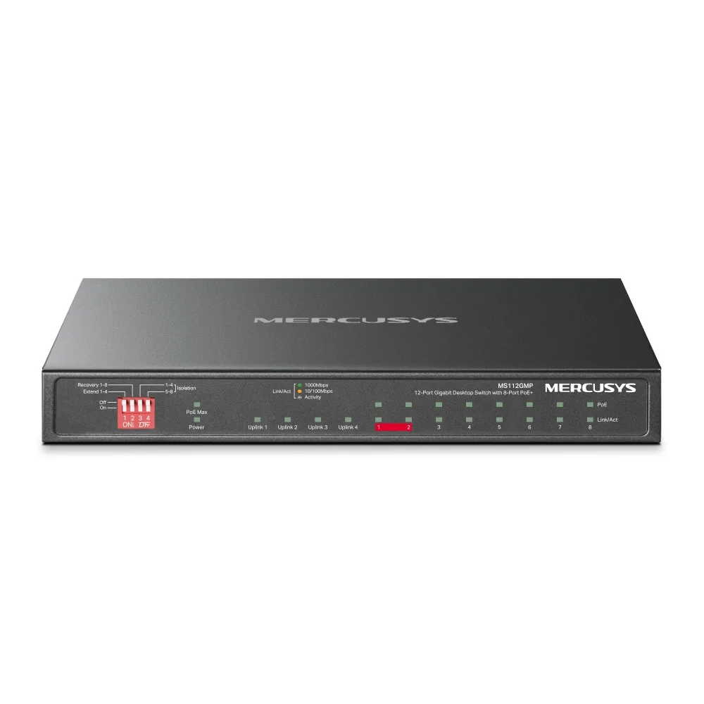 12-портов гигабитов настолен комутатор с 8 PoE+ порта Mercusys MS112GMP - Image 3
